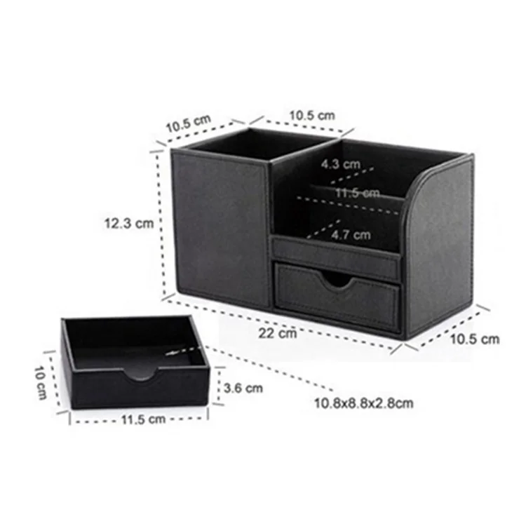Genuine Real Split Bonded leather custom desktop storage boxes desk organizer