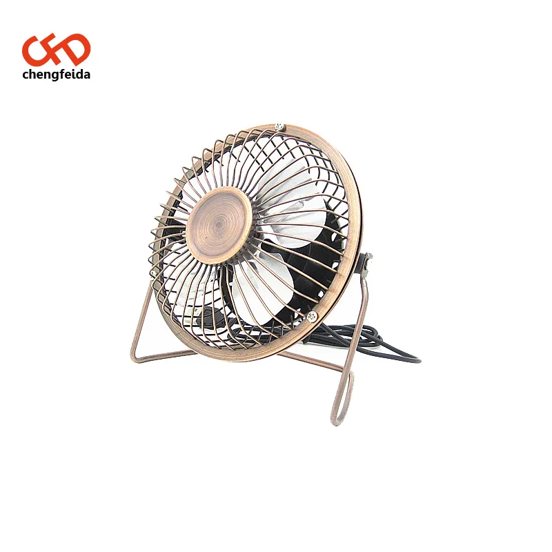 USB Table Desktop Fan Portable Personal Mini 4 Inch Super Mute Computer PC laptop Cooler Cooling Metal Fan (Bronze)