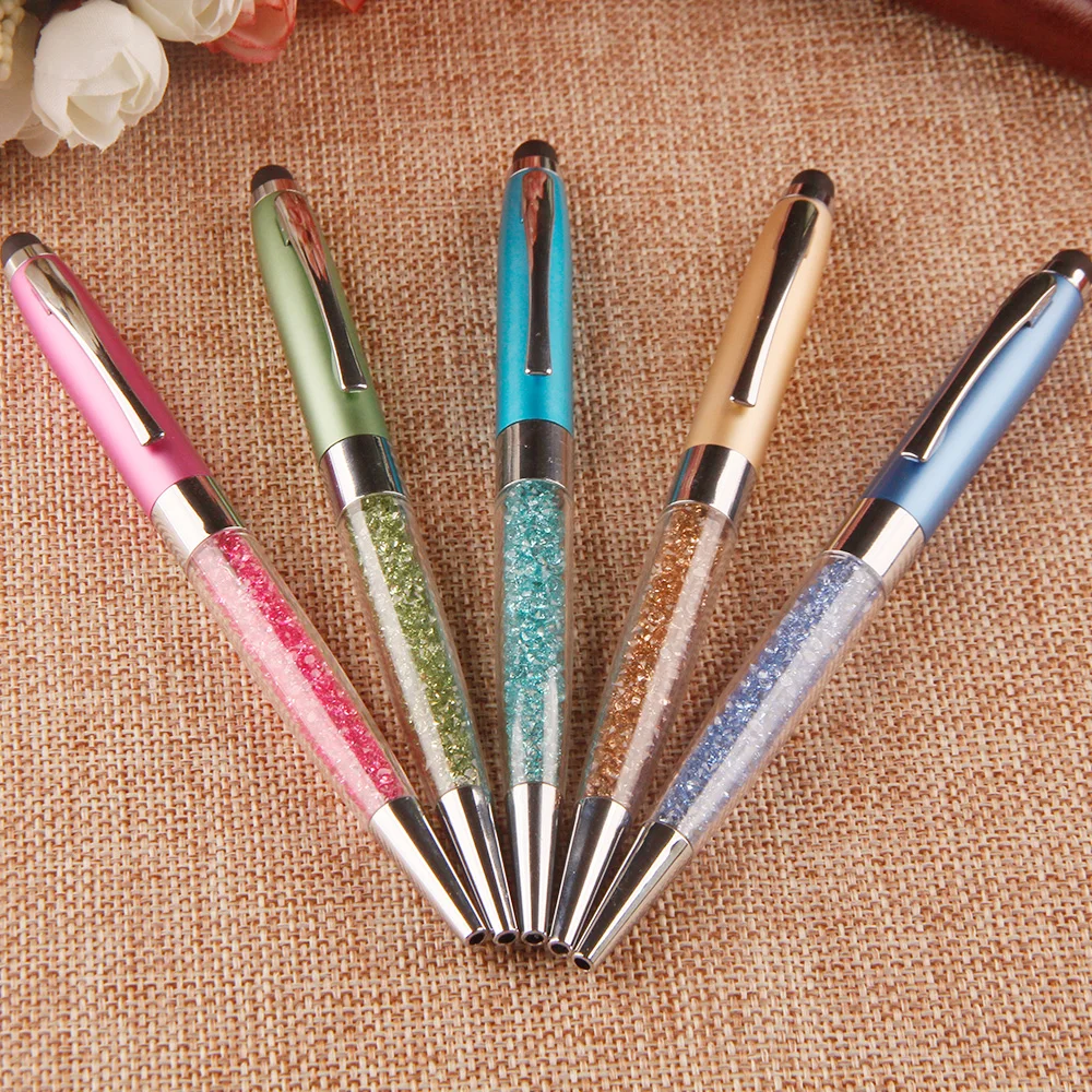 Hot sale touch screen ball pen custom engrave logo advertisIng crystal pen with stylus