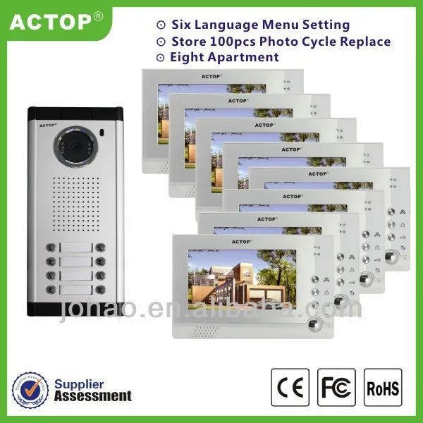 China Supplier smart audio video doorbell wired video door phone intercom system for 4apartment multi-apartment