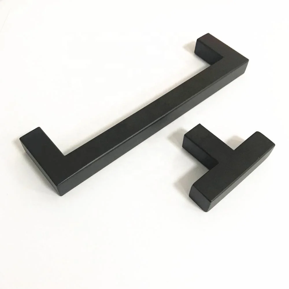 Black Solid Cast Iron & Stainless Steel  Square Door Pull Handle Rustic Barn Door Handles