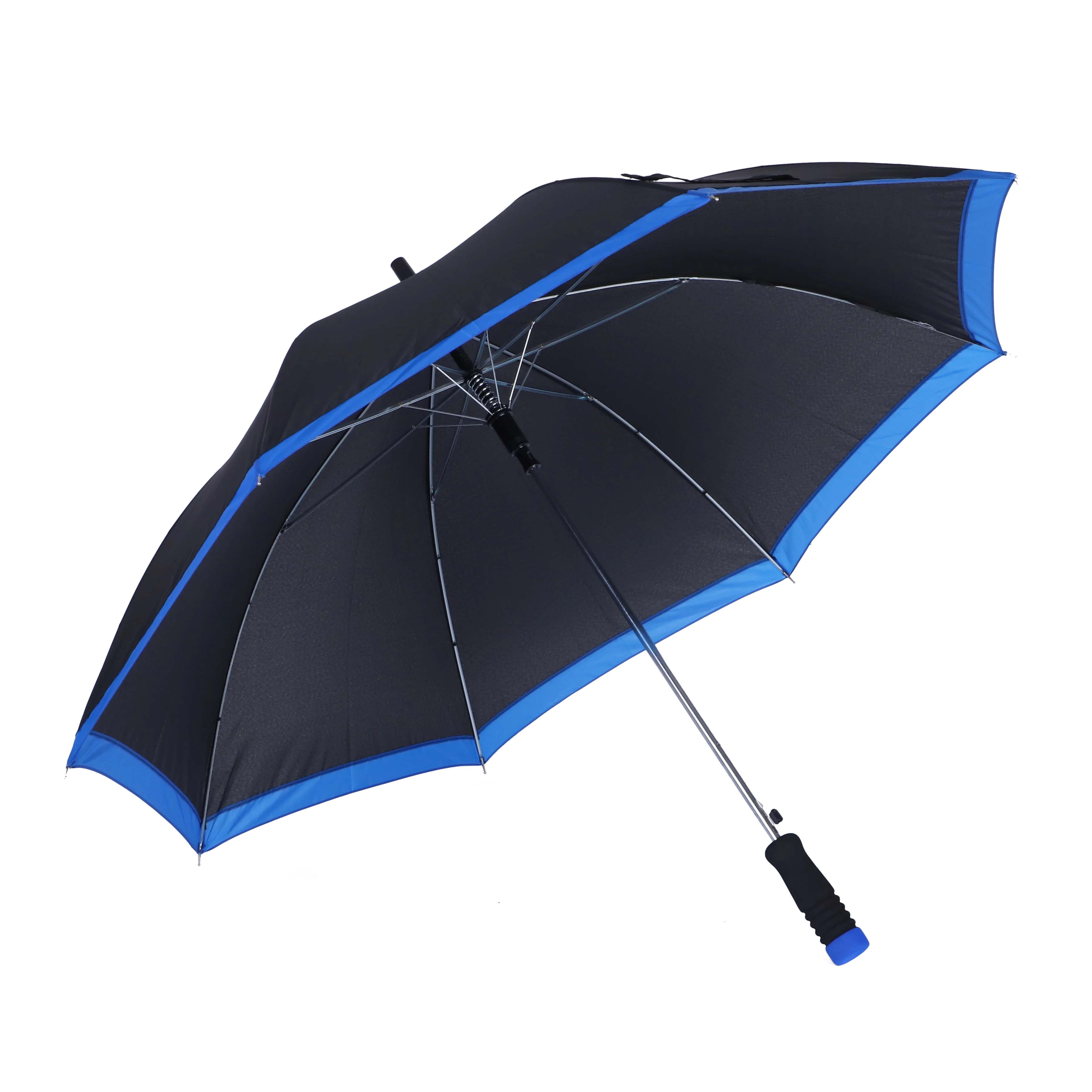 High Quality Rain Proof23 inches Auto Open Black Blue Color Straight Custom Made EVA Handle Stick Golf Umbrella