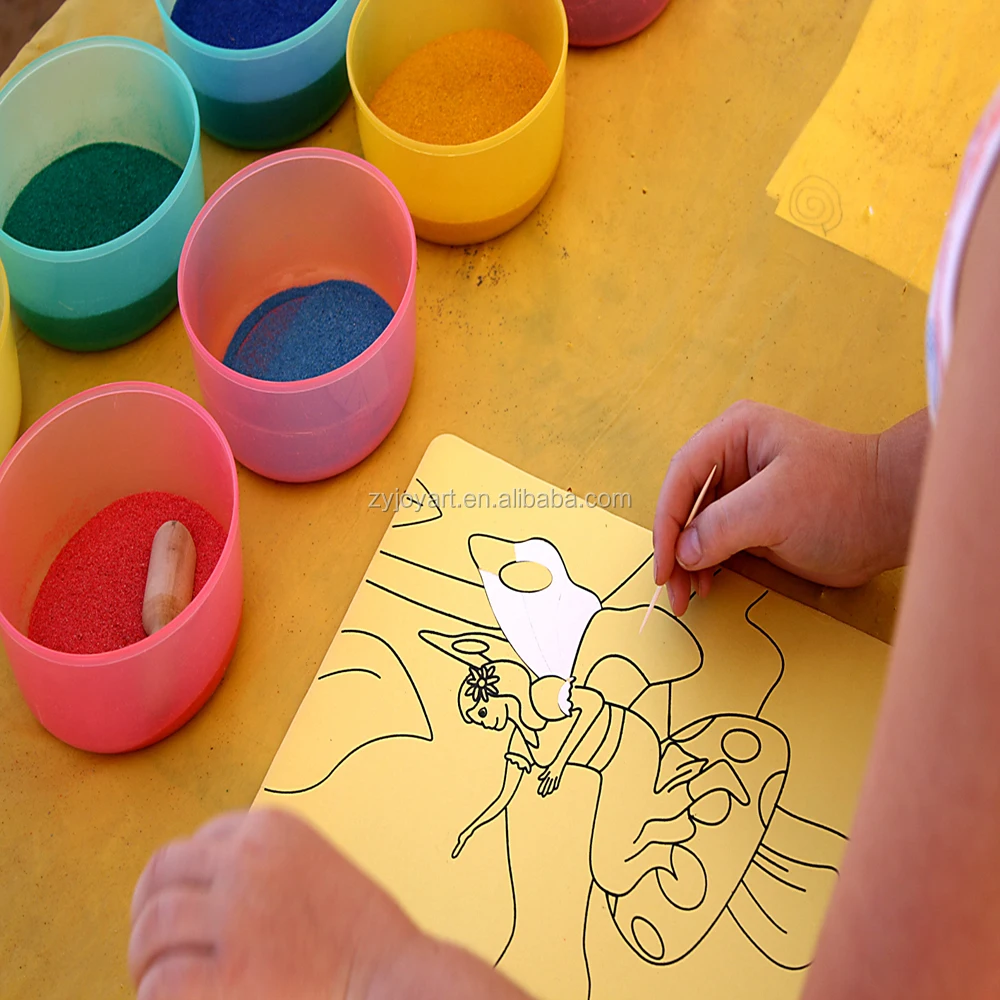 Kids DIY Sand Art Kit with Sand Art Cards and Colored Sand