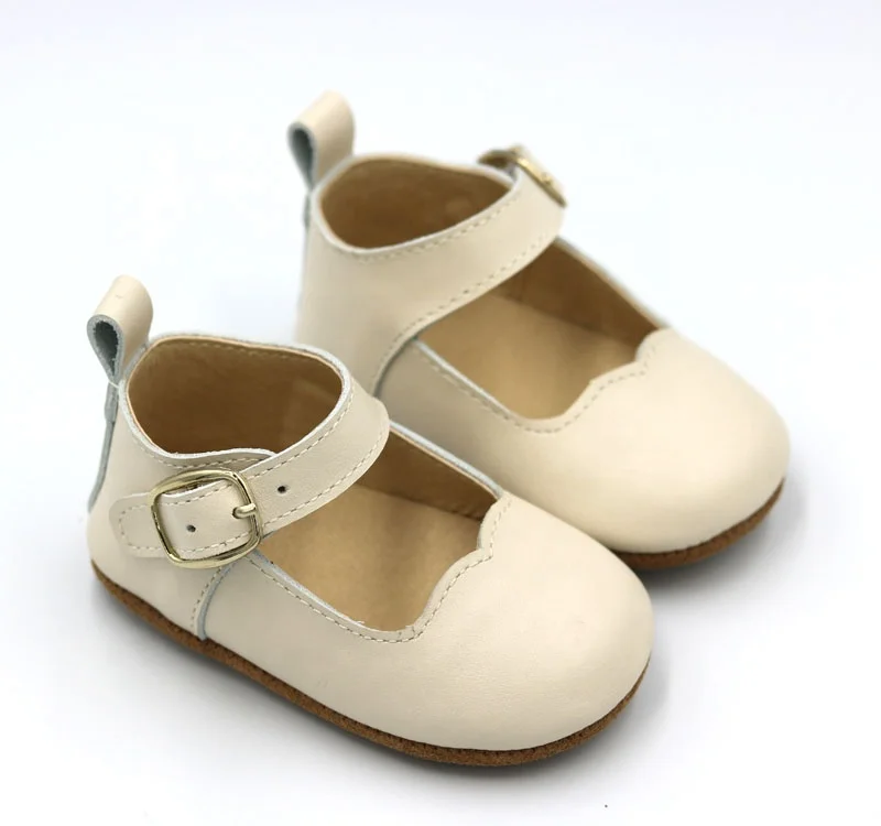 reasonable price anti-slip cow leather cream baby infant leather mary jane cheap toddler shoes
