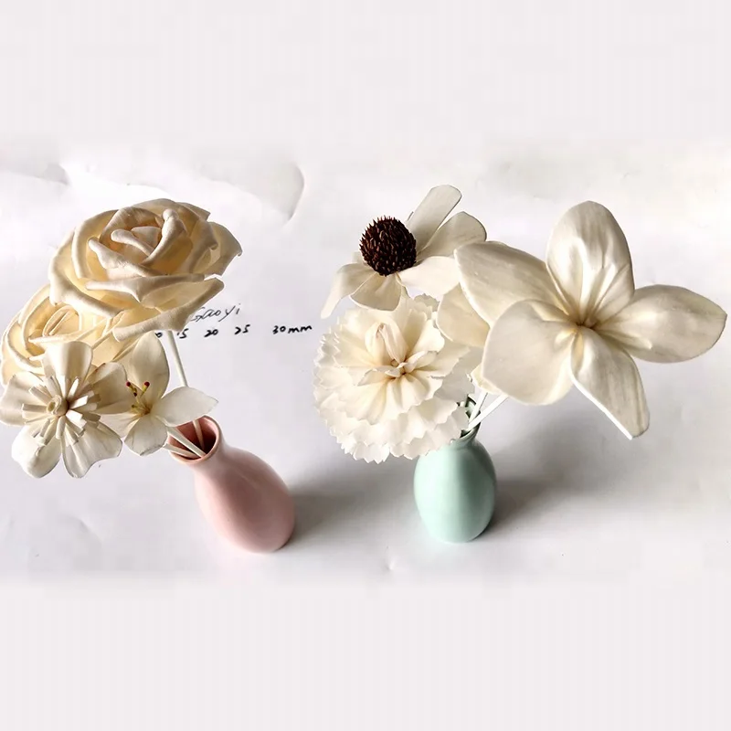 Air Fresheners decorative handmade unscente aroma wood sola balsa Flower with fiber sticks