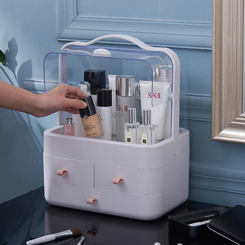 
Portable Makeup Cosmetic Organizer Jewelry Storage Box with Drawer luxury cosmetic plastic box 