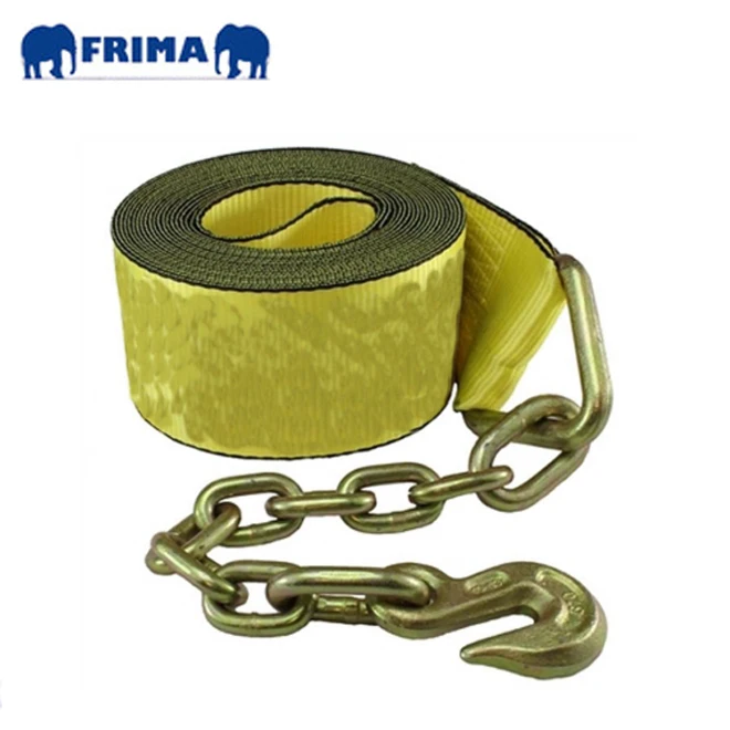 75mm 3 Inch 27Ft Winch Straps With Chain End  Winch polyester webbing tie down