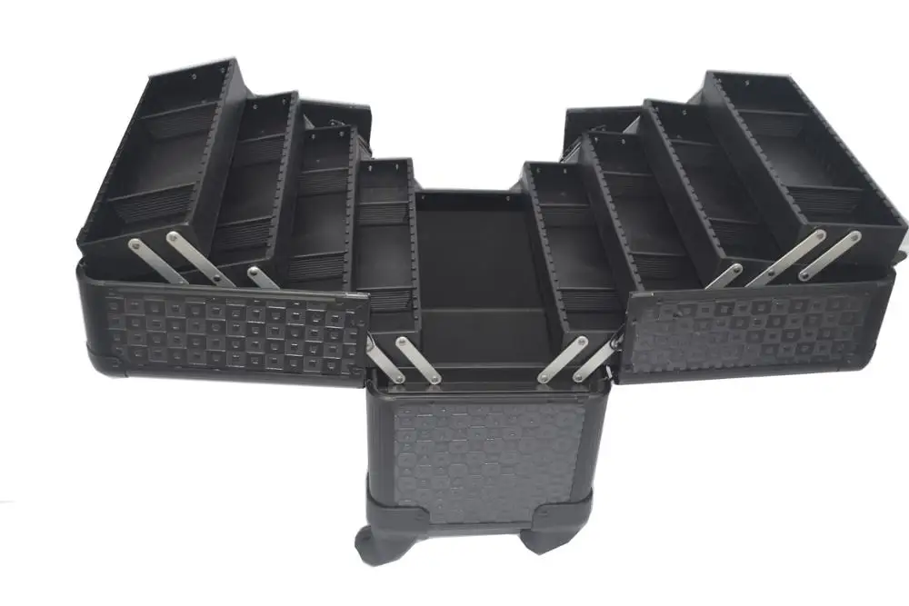 2018 New Design Beauty Vanity Case,Travel Luggage Cosmetic Organizer, Aluminum Train Case Trolley