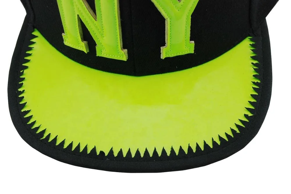 
100% cotton 6 panel NY Neon Felt Applique Flat Bill Cap 