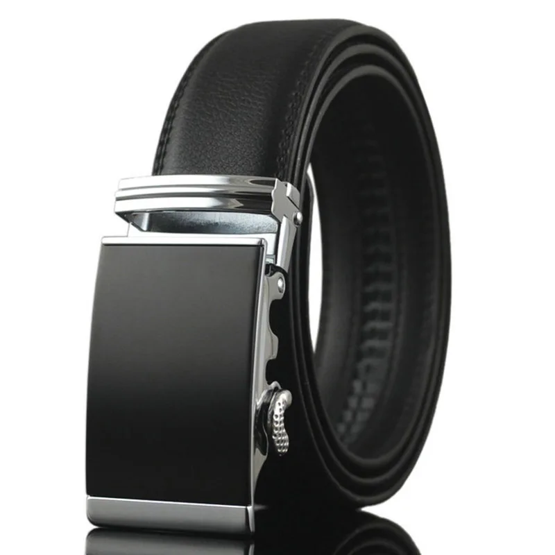 Male Automatic Buckles Vintage Jeans leather Mens Ratchet Slide Belts