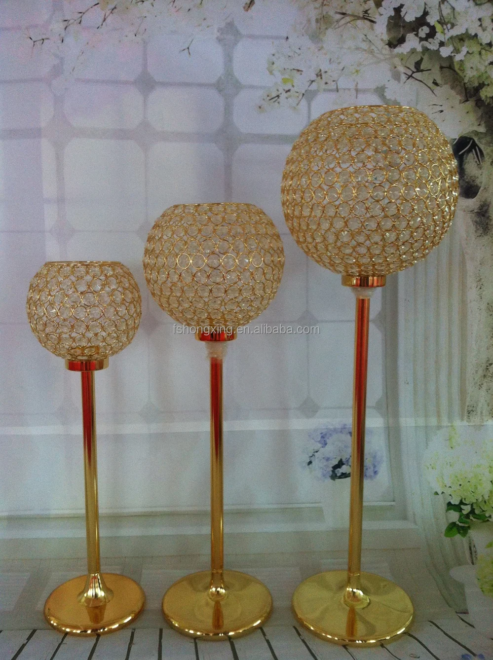 customized discount cheap tall glass candlesticks for weddings