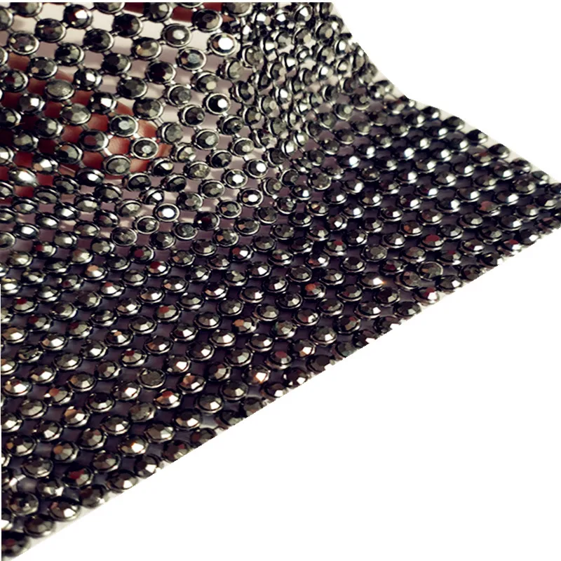 
Hot sell 3mm crystal rhinestone mesh 24rows resin beads trimming plastic banding pearl 