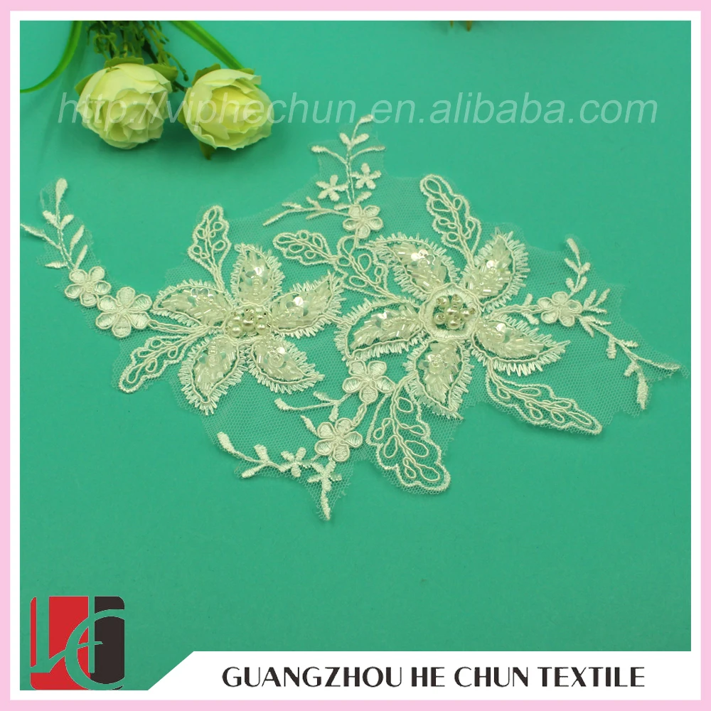 WHH-260 Fine Workmanship Top Sale Lace Hand Applique Embroidery Designs