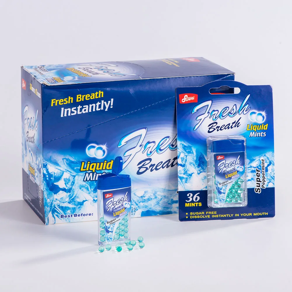 Fresh breath liquid mints center filled mint candy