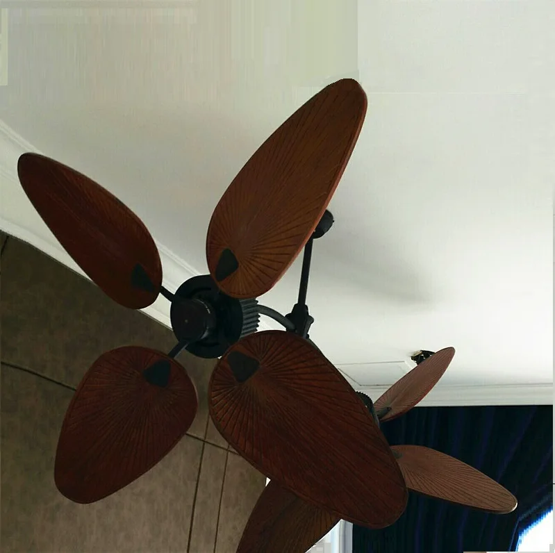 Высококачественный потолочный вентилятор ручной работы из натуральной древесины с двойными лопастями без света