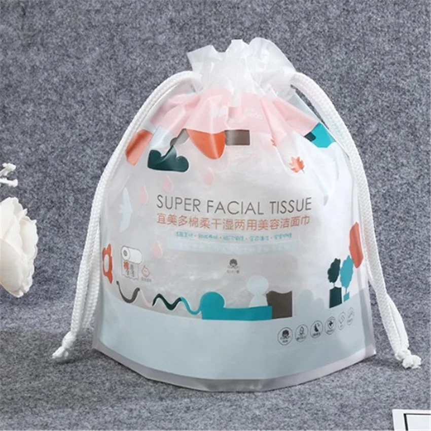 Заводская многоразовая прозрачная сумка из ПВХ на шнурке