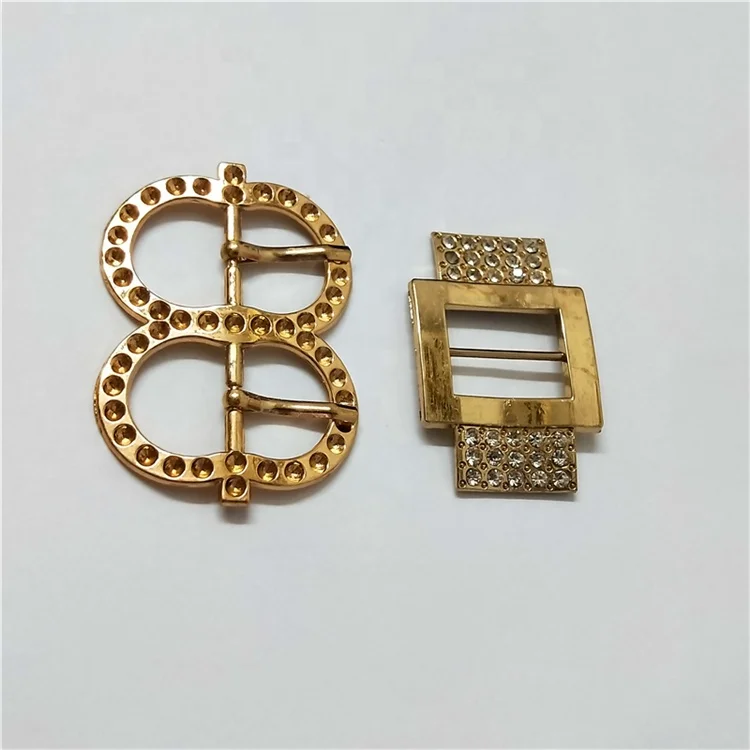 Carving pattern Square round oval heart shape metal Diamond pin buckle for shoes belt and garment bags