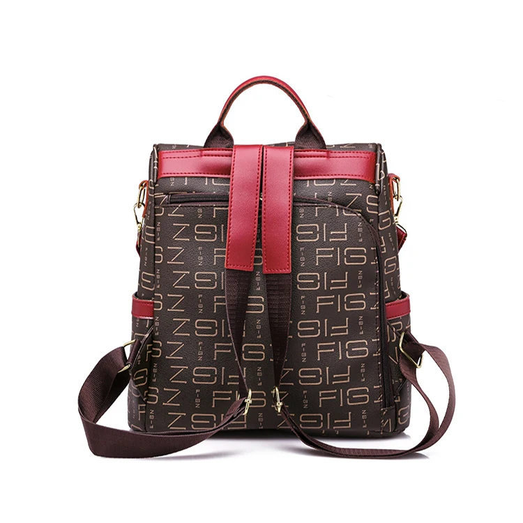 2019 newest pu leather school backpack for women with letter printing