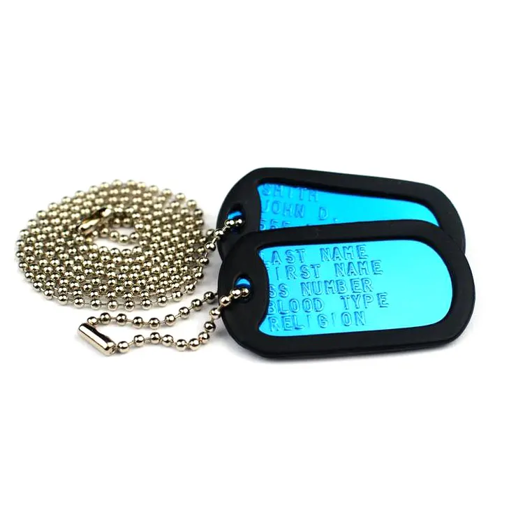 Алюминиевый военный догтег с логотипом на заказ с цепями и изоляторами