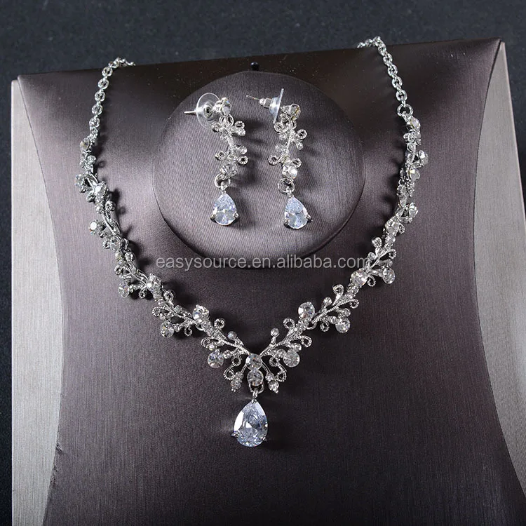 Wedding Dress Jewelry Accessory Bridal Zircon Necklace earring set women fashion necklace set