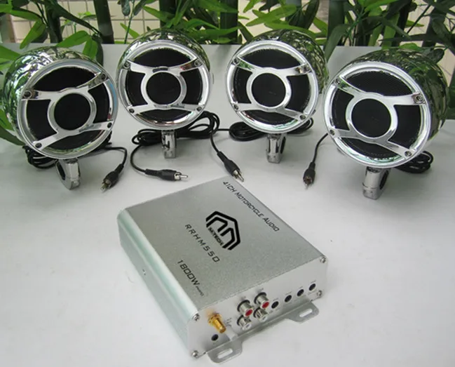 4ch 1800w stereo audio system for scooter, motorcycle, utv, atv