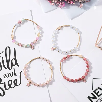 Korea Elegant Style Symphony Crystal Cherry Watermelon Pineapple Pendant Bracelets Elastic Fruit Pendant Bracelet