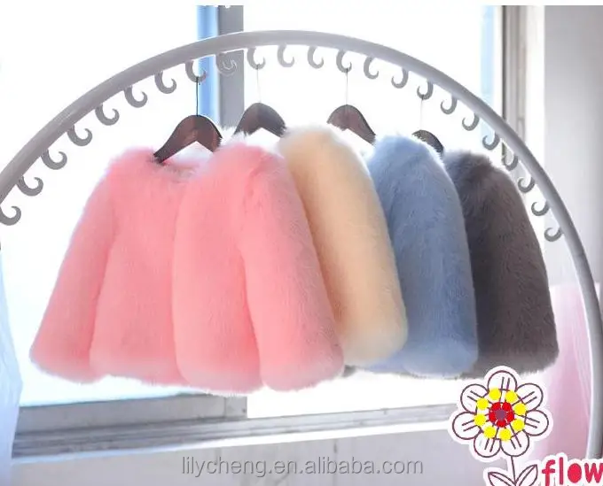 wholesale  custom kids clothing winter faux fur jacket children warm coat Factory price Shenzhen Lily Cheng