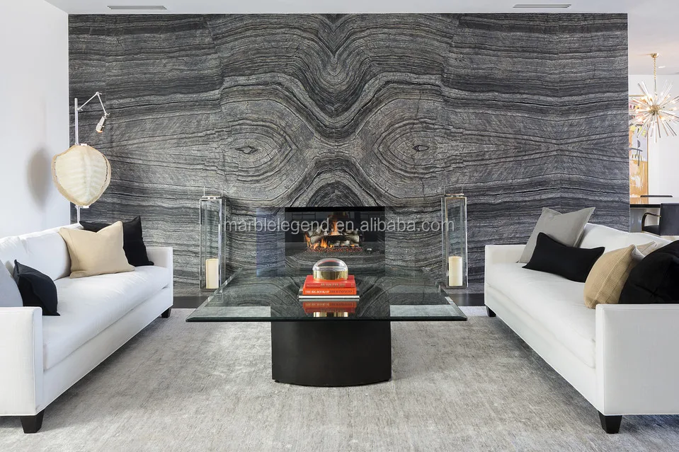
Chateau & & villa & new house Interior wood fossil marble slabs 