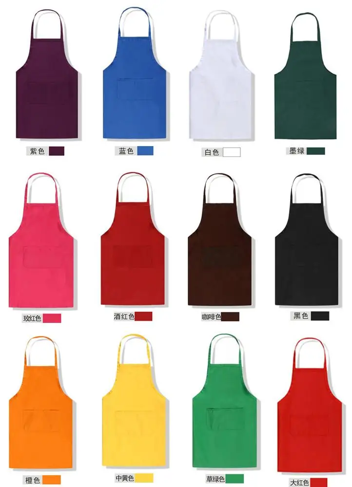 Free hang tags Customized Your Logo 2 Front Pockets Plain Color Comfortable Unisex Custom Apron With Your Logo or Design