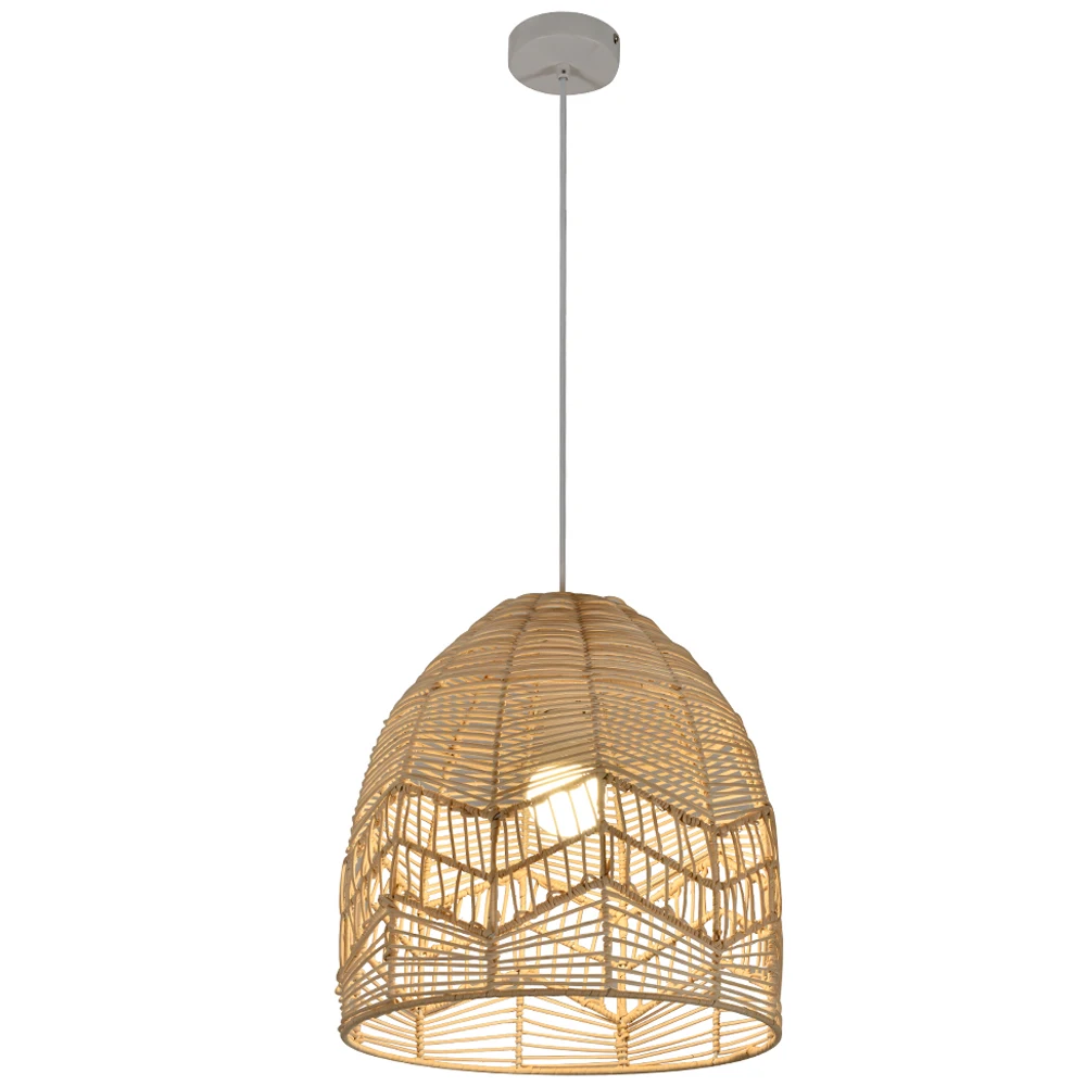 High quality Zhongshan handmade metal base warm light rattan lampshade pendant hanging light