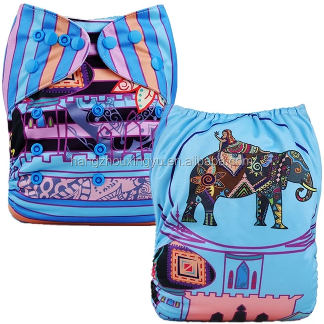 Mumsbest Newest Popular Elephant Washable Reusable Position Printed Baby Cloth Diapers