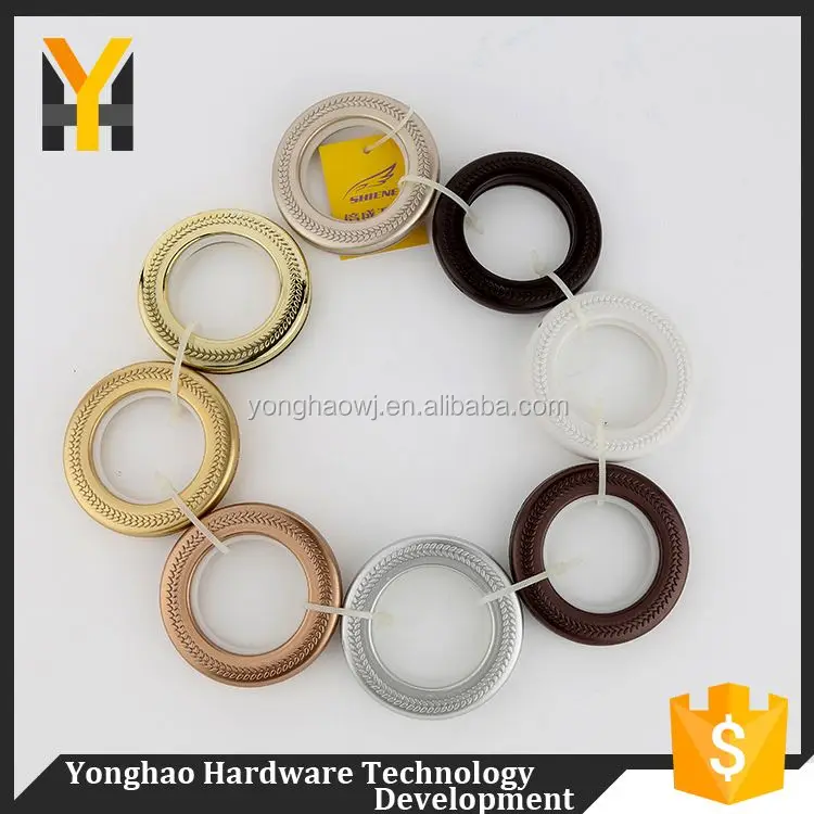 New coming contemporary colorful eyelet ring plastic beautiful curtain rod rings