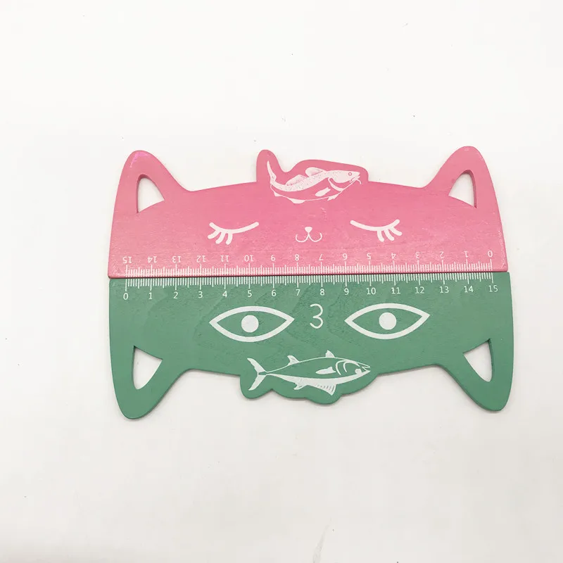 
Cartoon cute cat shaped colorful wooden ruler for kids 