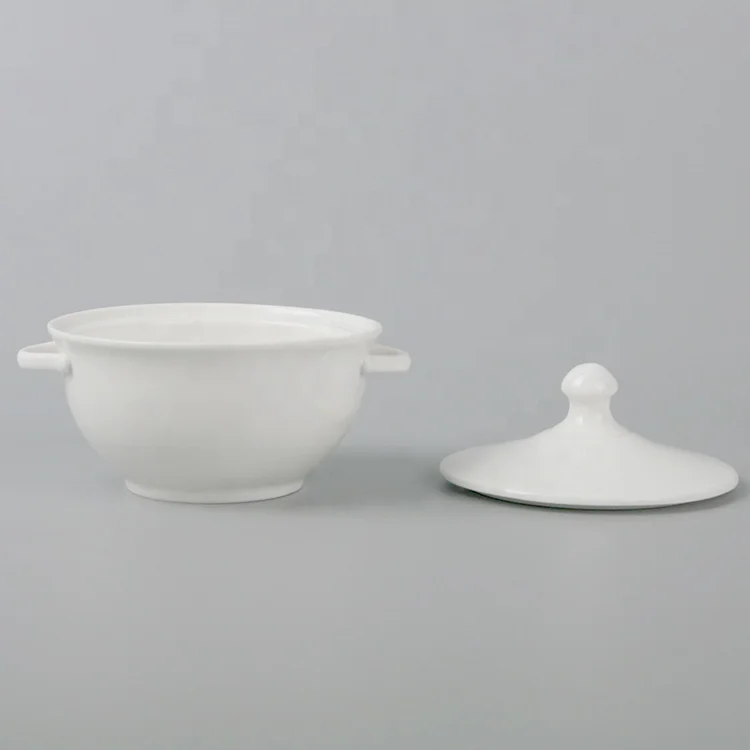 
Factory direct selling cheap white porcelain soup tureen for hotel 