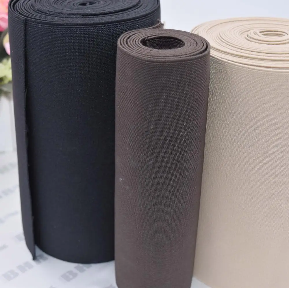 18cm 20cm wide black brown polyester elastic band latex straps rubber bands for boots shoe strap flat braided elastic band for g