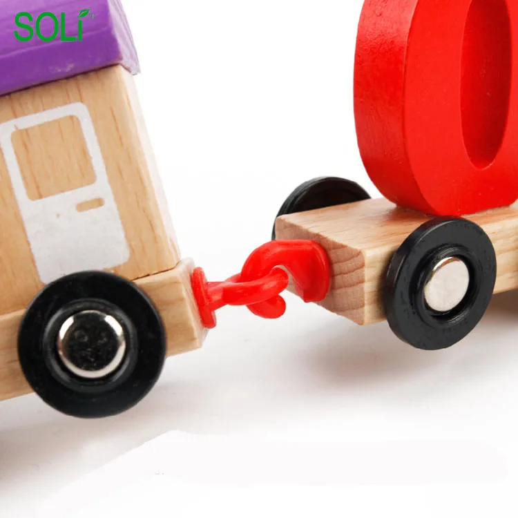 Children building blocks wooden number train toy funny train toy for children