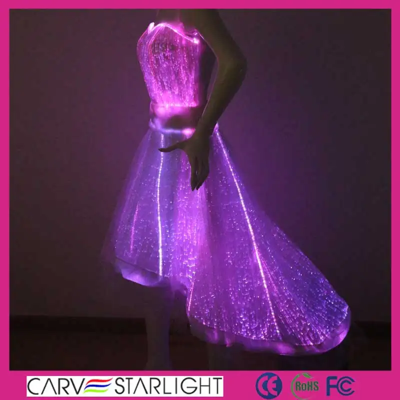 hot luminous led light up fiber optic clothing led wedding dress