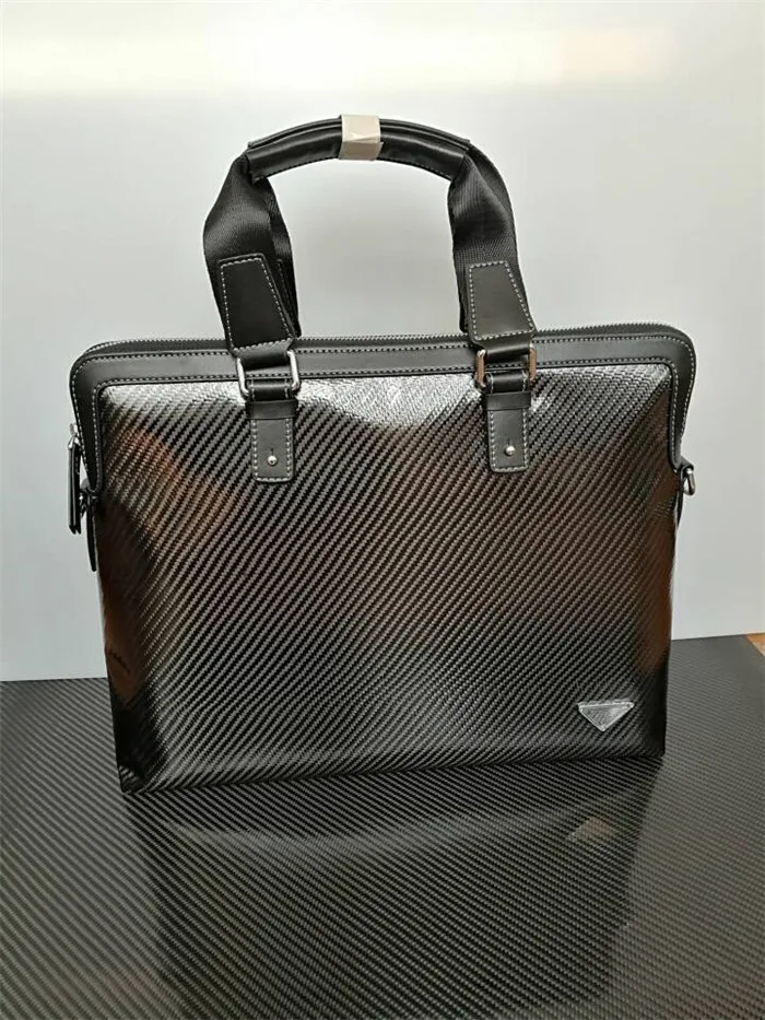Boshiho Custom Design High Quality Carbon Fiber Leather Bag Portfolio Handbags