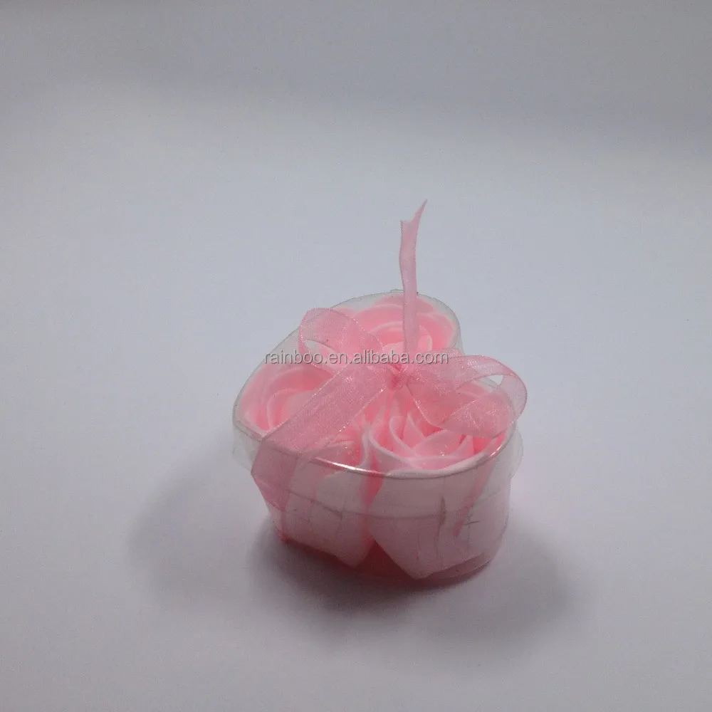 heart shape 3pcs rose flower soap paper with pp box for promotion