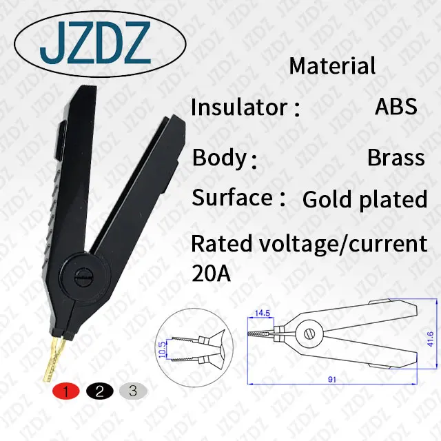 JZDZ J.60035  Large kelvin crocodile clip welded, gold plated Alligator clip