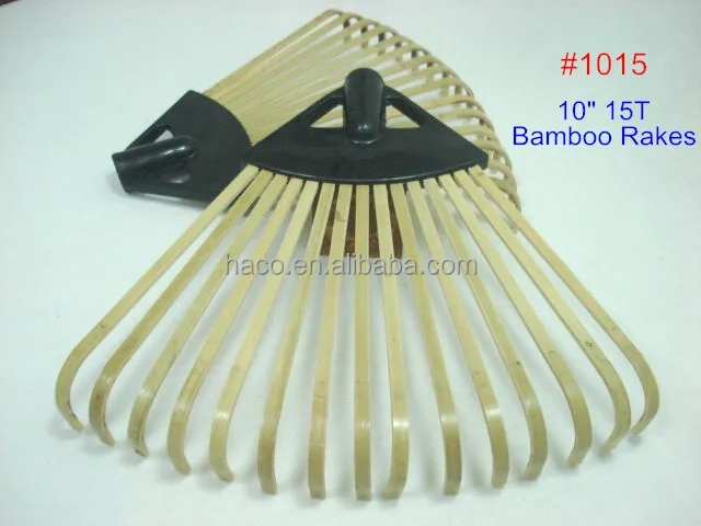15 Tine Bamboo Grass Garden Leaf Rake