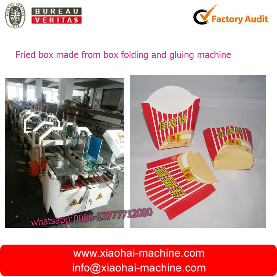 
Automatic French Fry Box Folder Gluer Machine / Automatic crash lock bottom Folding Machine 