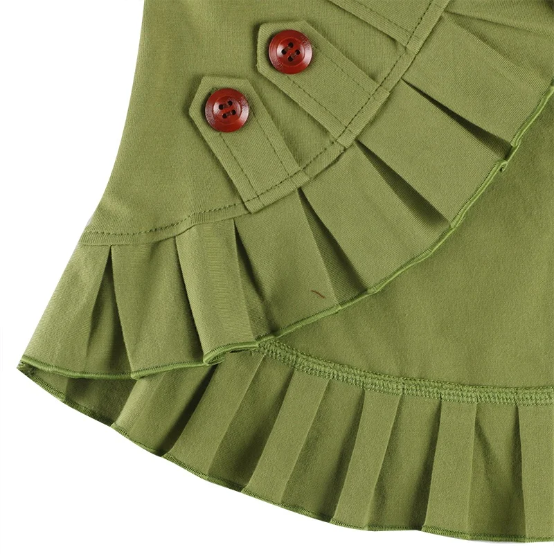 
2018 winter wholesales kids girls baby clothing olive green wooden buttons boutique vest coat 