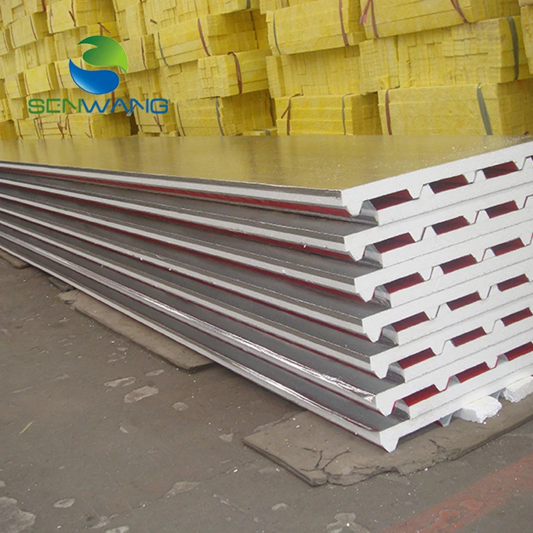  Низкая цена стеклянная гофрированная вата сэндвич-панель для склада