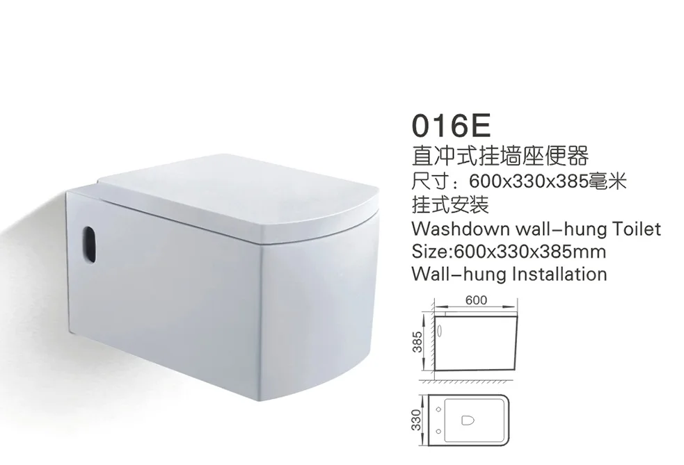 Glossy white new arrival wall mounter porcelain closestool bathroom saving water rimless ceramic wall hung toilet bowl