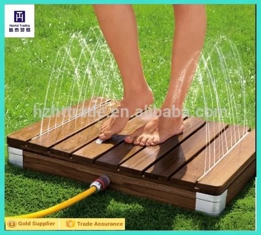 Rectangle burmese teak wood portable outdoor shower