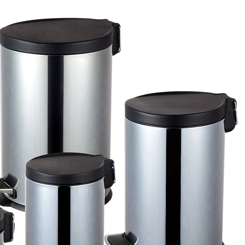 Stainless Steel Round Shaped Dustbin All Size Step Bin Indoor Kitchen Using Waste Bin Outdoor Rubbish Bin With Soft Closing