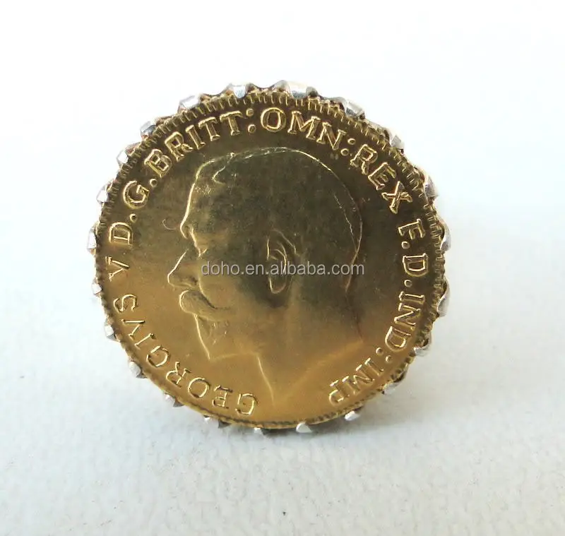 HOT VINTAGE ANTIQUE George V SOLID GOLD COIN RING INDIA