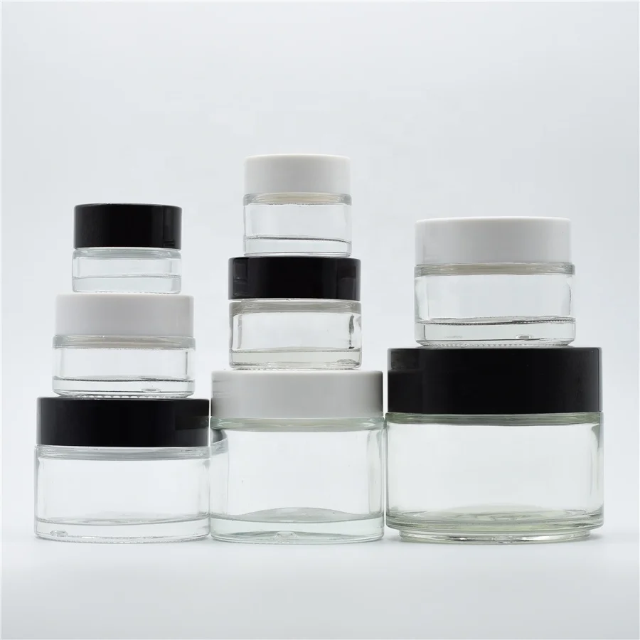 Трафаретная печать 10 г 20 г 30 г 50 г 60 г 100 г 200 г прозрачные стеклянные косметические банки для крема