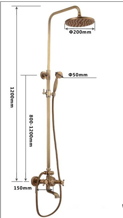 Тропический душ в европейском стиле латунный античный матовый для ванной комнаты